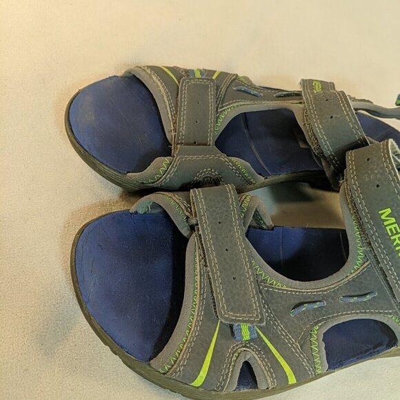 Merrell Panther Sandals Grey Blue Green 6M 8W Leather Hook Loop MY53337 Sport - Picture 4 of 12